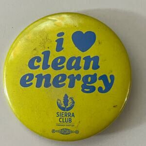 Sierra Club I Love Clean Energy Vintage Pinback Button STB7-PB2